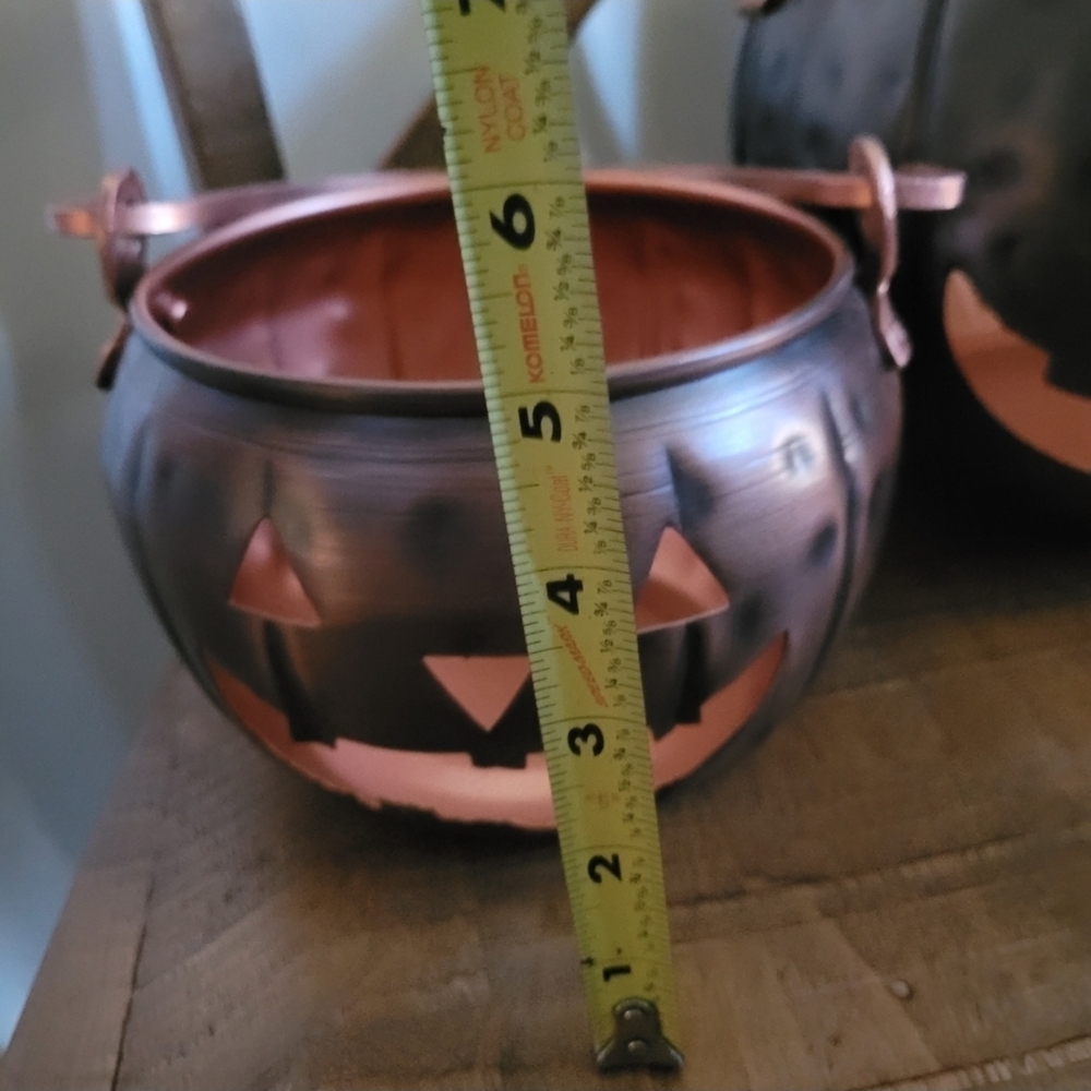 Copper Halloween Pumpkin Buckets x2 - Picture 8 of 9